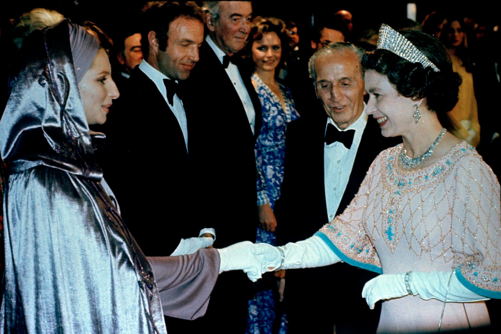 Meeting Queen Elizabeth II in a Ray Aghayan cape